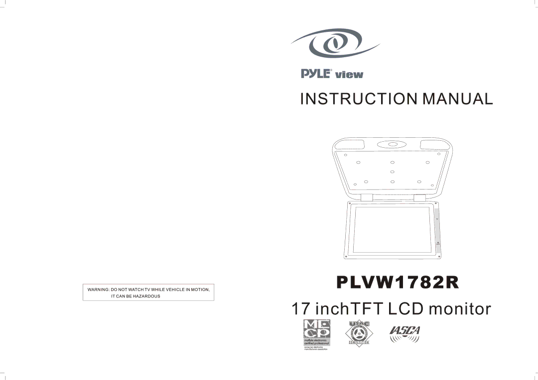 PYLE Audio PLVW1782R manual InchTFT LCD monitor 