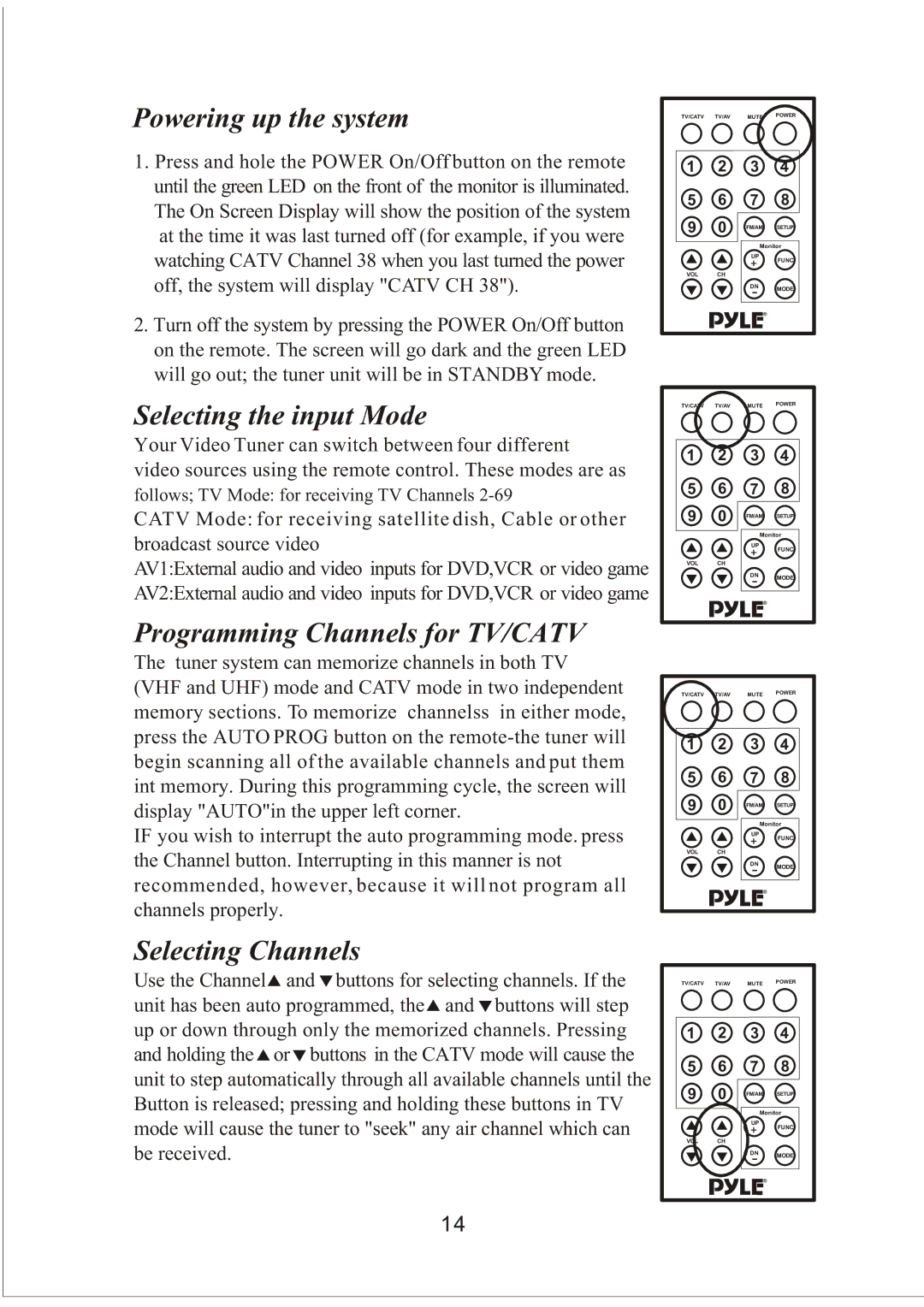 PYLE Audio PLVW20T manual Powering up the system 