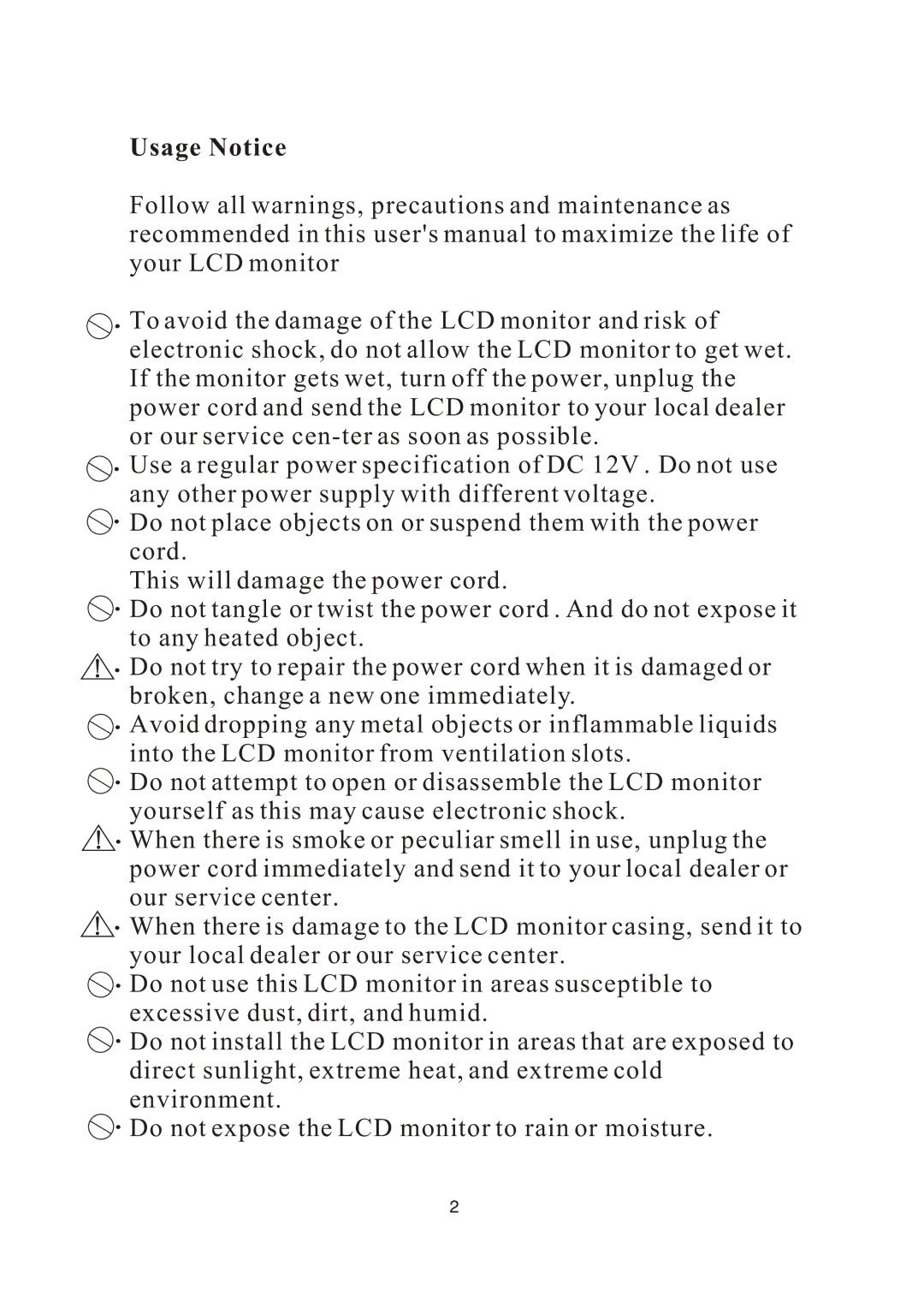 PYLE Audio PLVW20T manual Usage Notice 