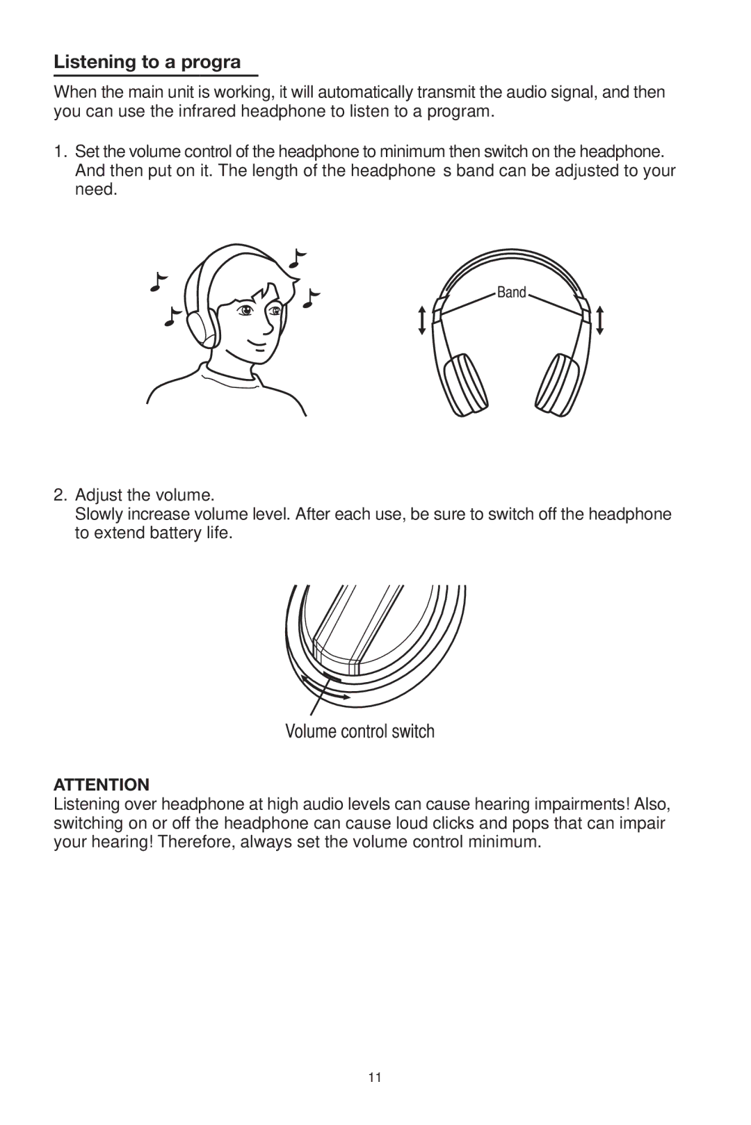 PYLE Audio PLVWR70IR owner manual Listening to a program 