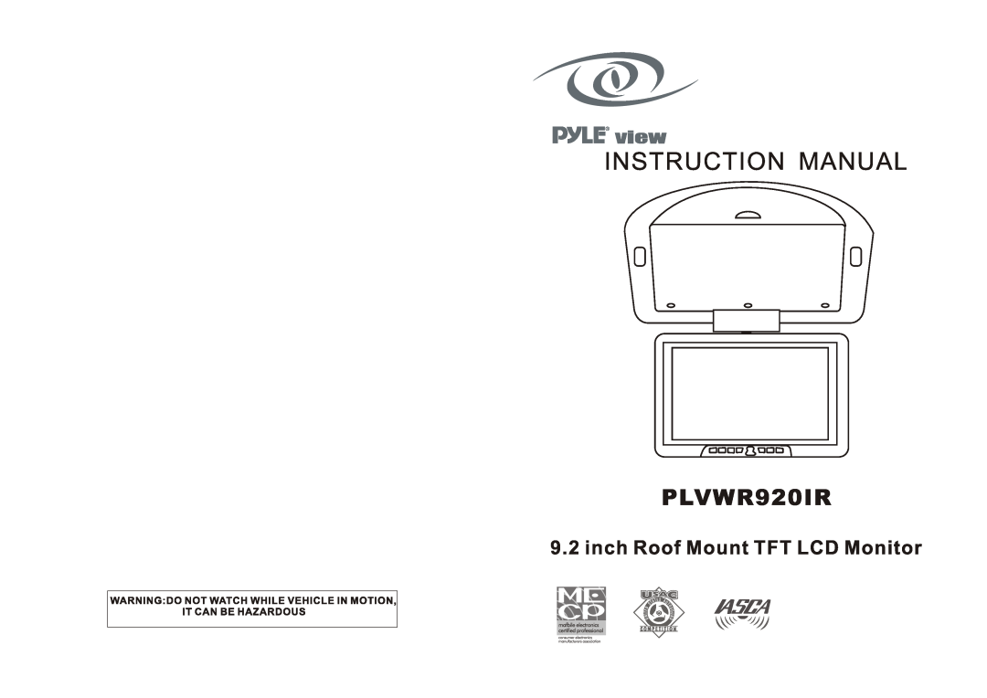 PYLE Audio PLVWR920IR manual 