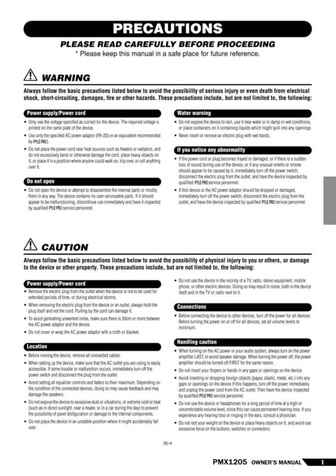 PYLE Audio PMX-1205 manual 