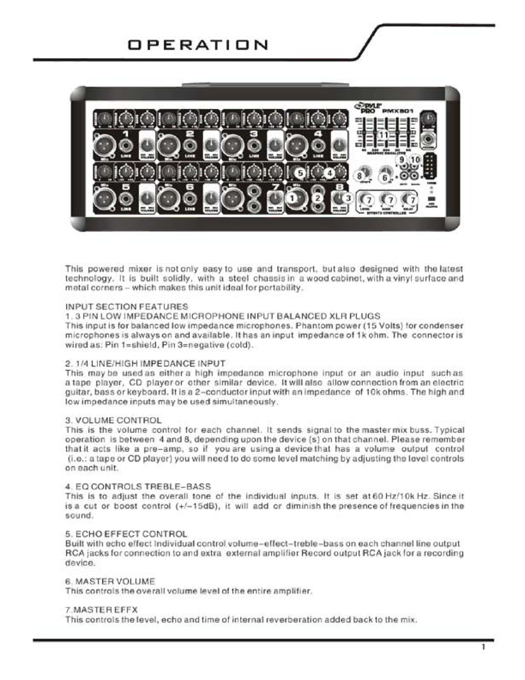 PYLE Audio PMX601, PMX801 owner manual 