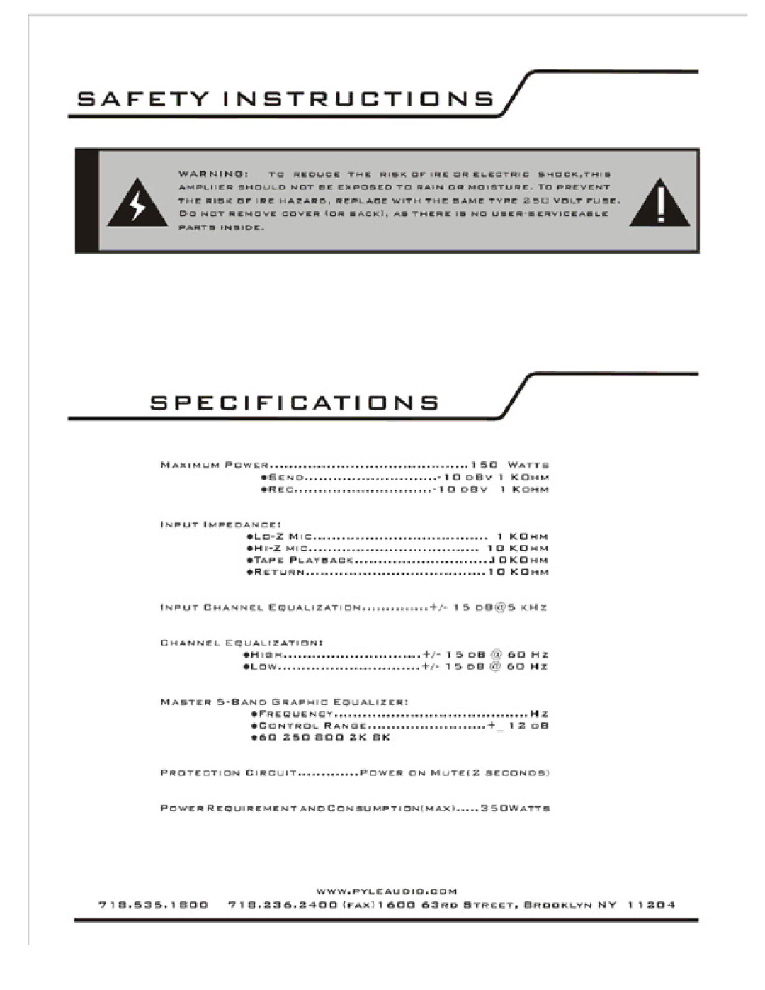 PYLE Audio PMX601, PMX801 owner manual 