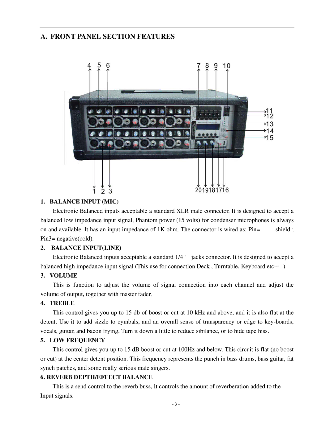 PYLE Audio PMX802M, PMX602M, PMX402M owner manual Front Panel Section Features 