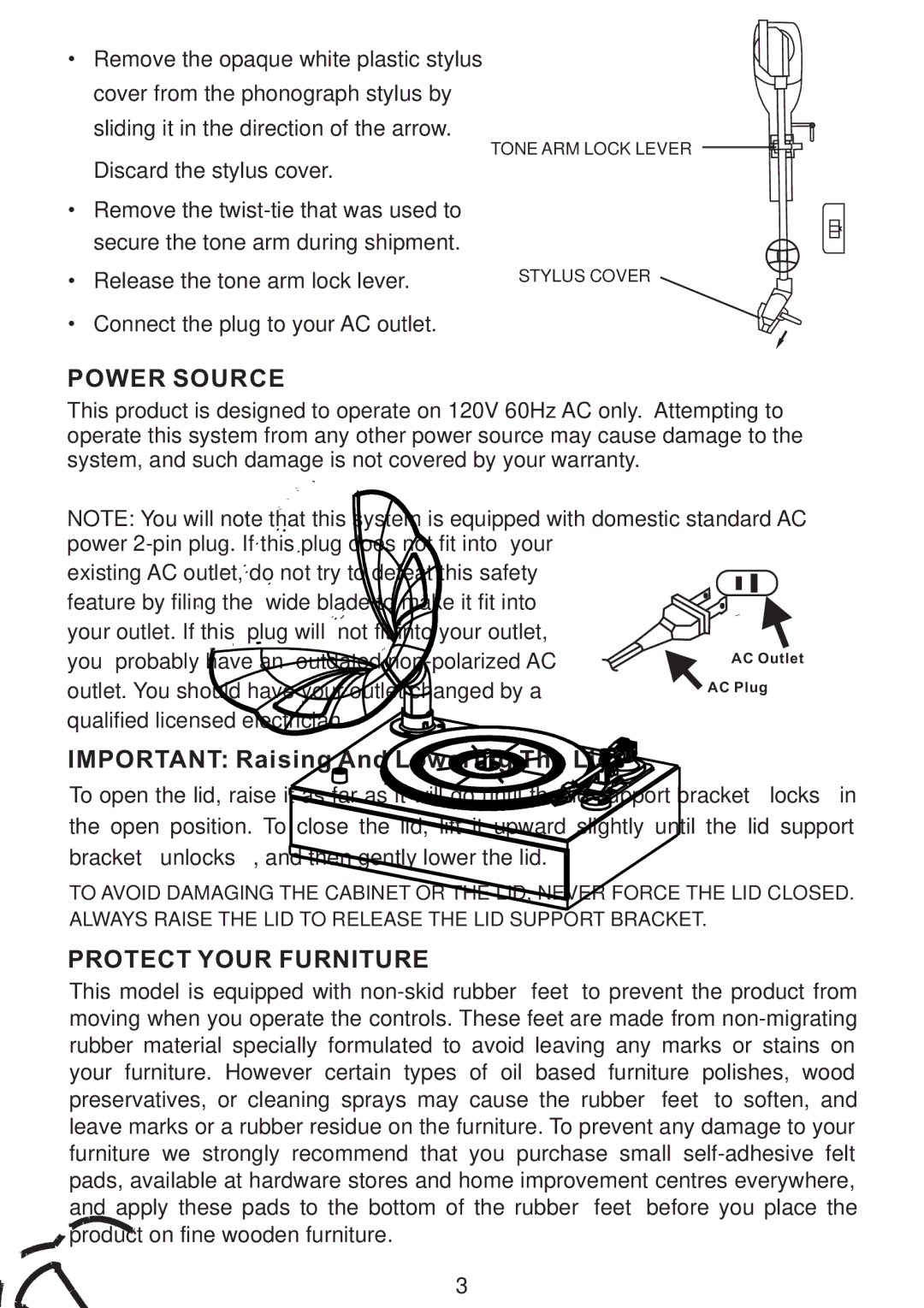 PYLE Audio PNGTT1 manual Power Source 