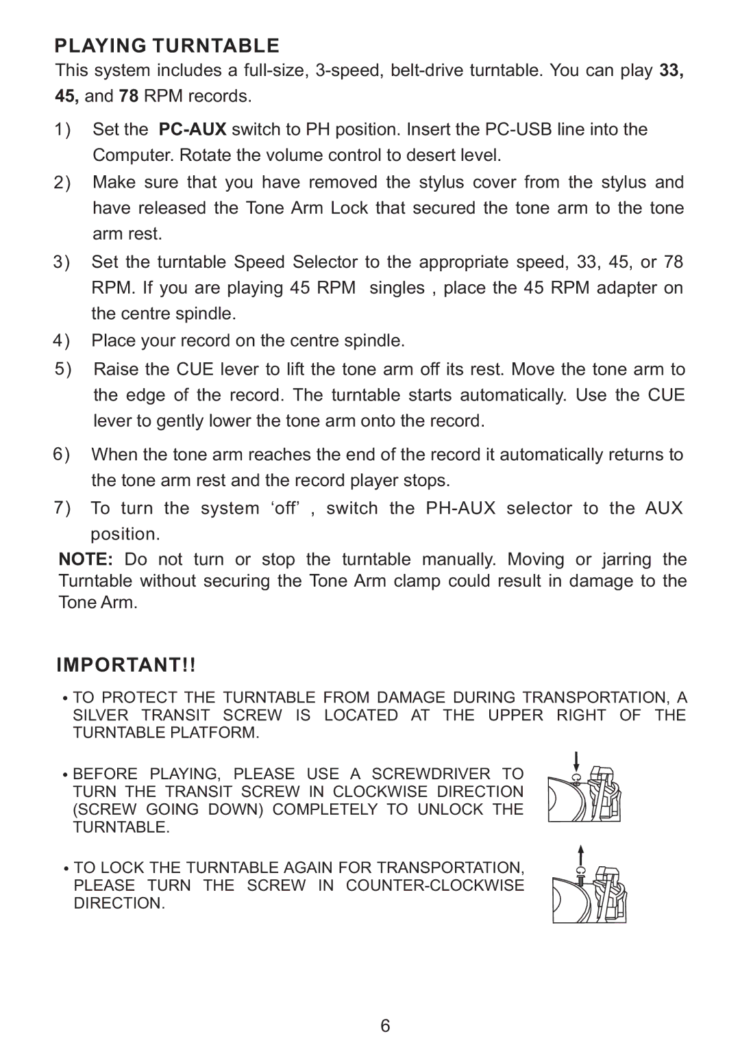 PYLE Audio PNGTT1 manual Playing Turntable 