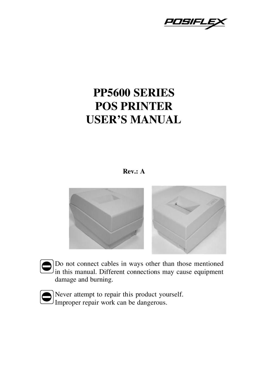 PYLE Audio user manual PP5600 Series POS Printer USER’S Manual 