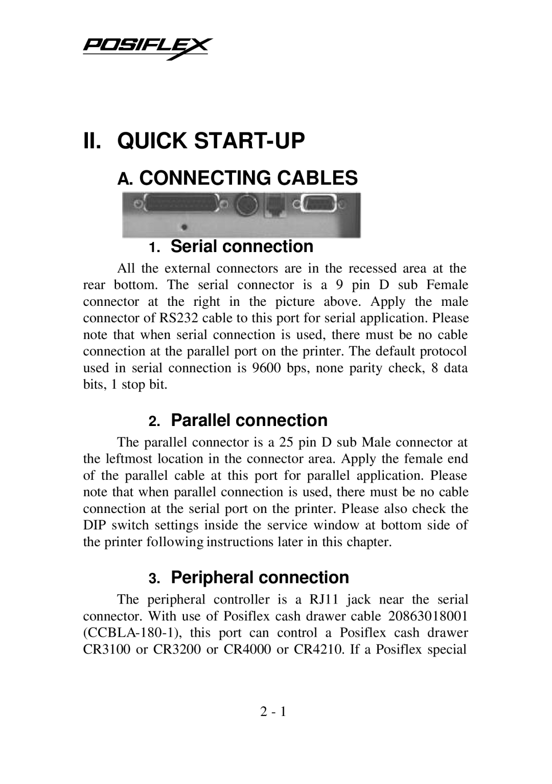 PYLE Audio PP5600 user manual Connecting Cables, Serial connection, Parallel connection, Peripheral connection 