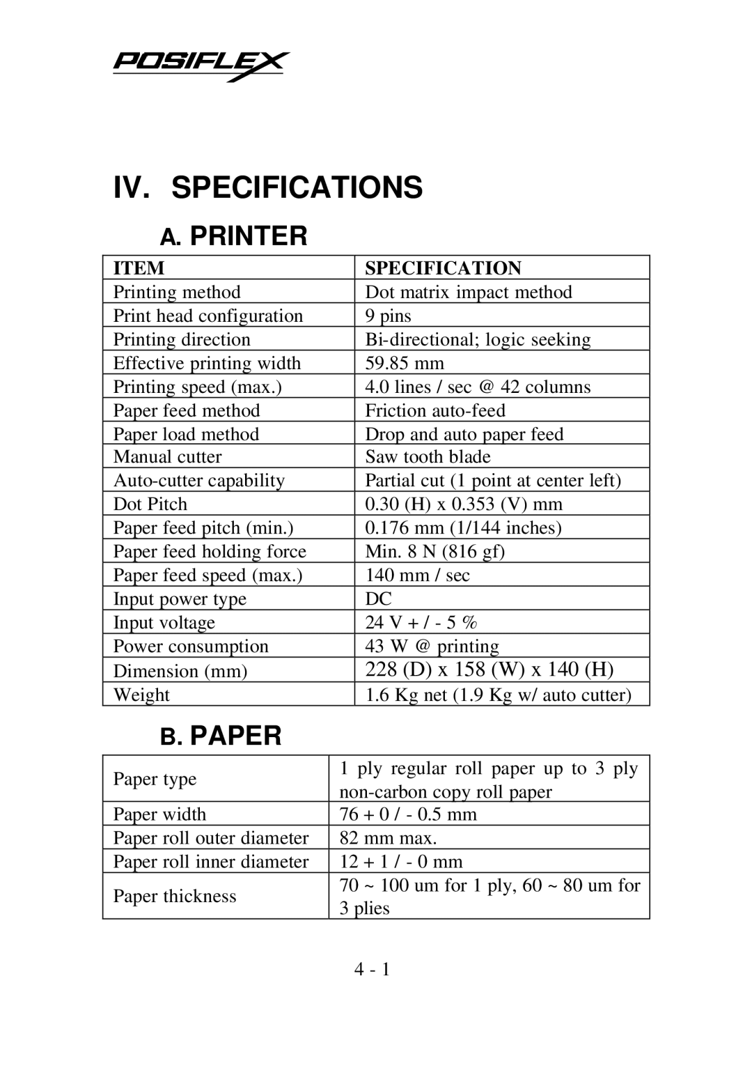 PYLE Audio PP5600 user manual Printer, Paper 