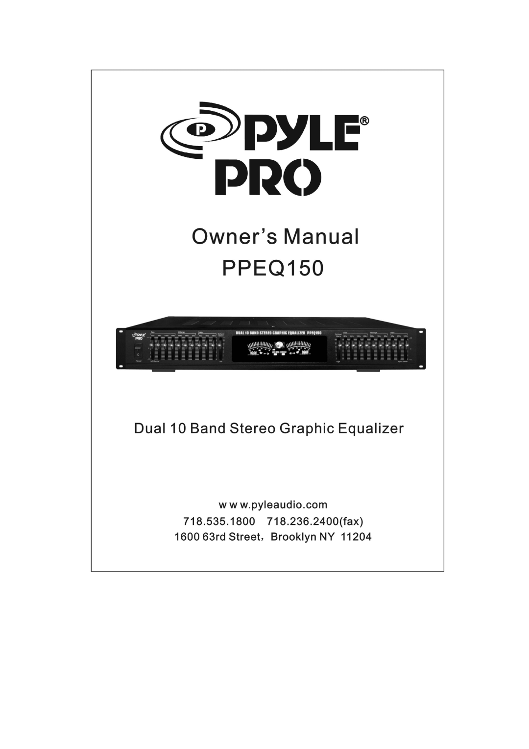 PYLE Audio PPEQ150 manual 