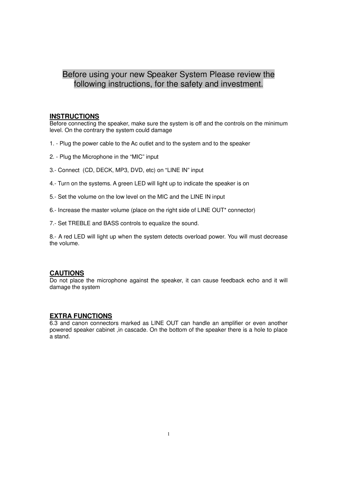 PYLE Audio PPHP123M, PPHP153M, PPHP150A, PPHP120A, PPHP121, PPHP151 user manual Instructions, Extra Functions 