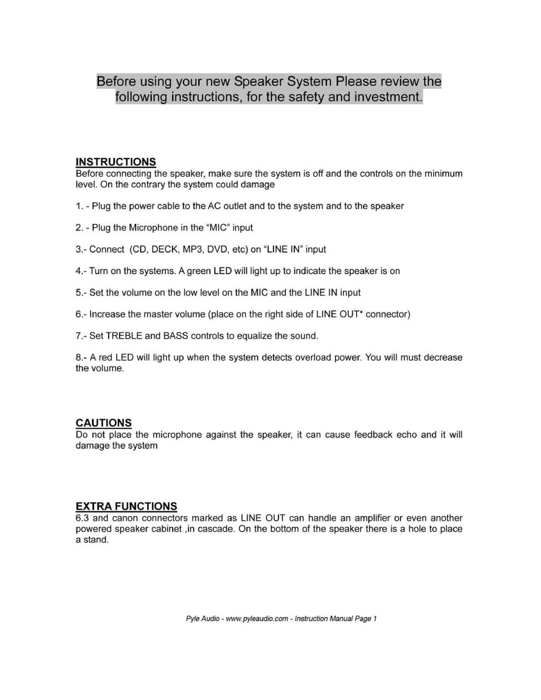 PYLE Audio PPHP893, PPHP1098A owner manual 