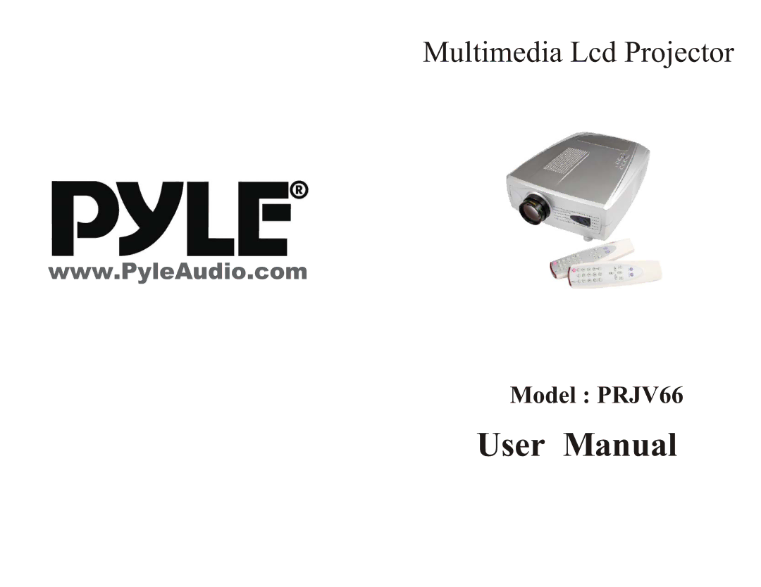 PYLE Audio PRJV66 user manual Multimedia Lcd Projector 