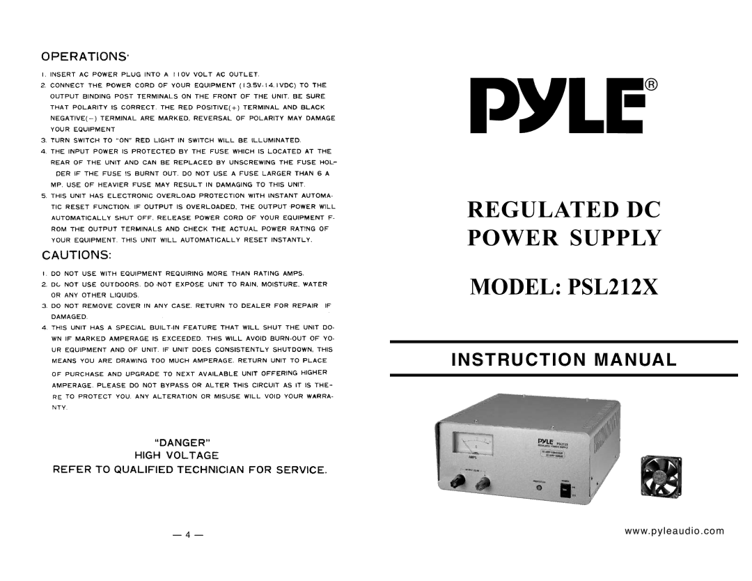 PYLE Audio PSL212X instruction manual $7& 32 5 