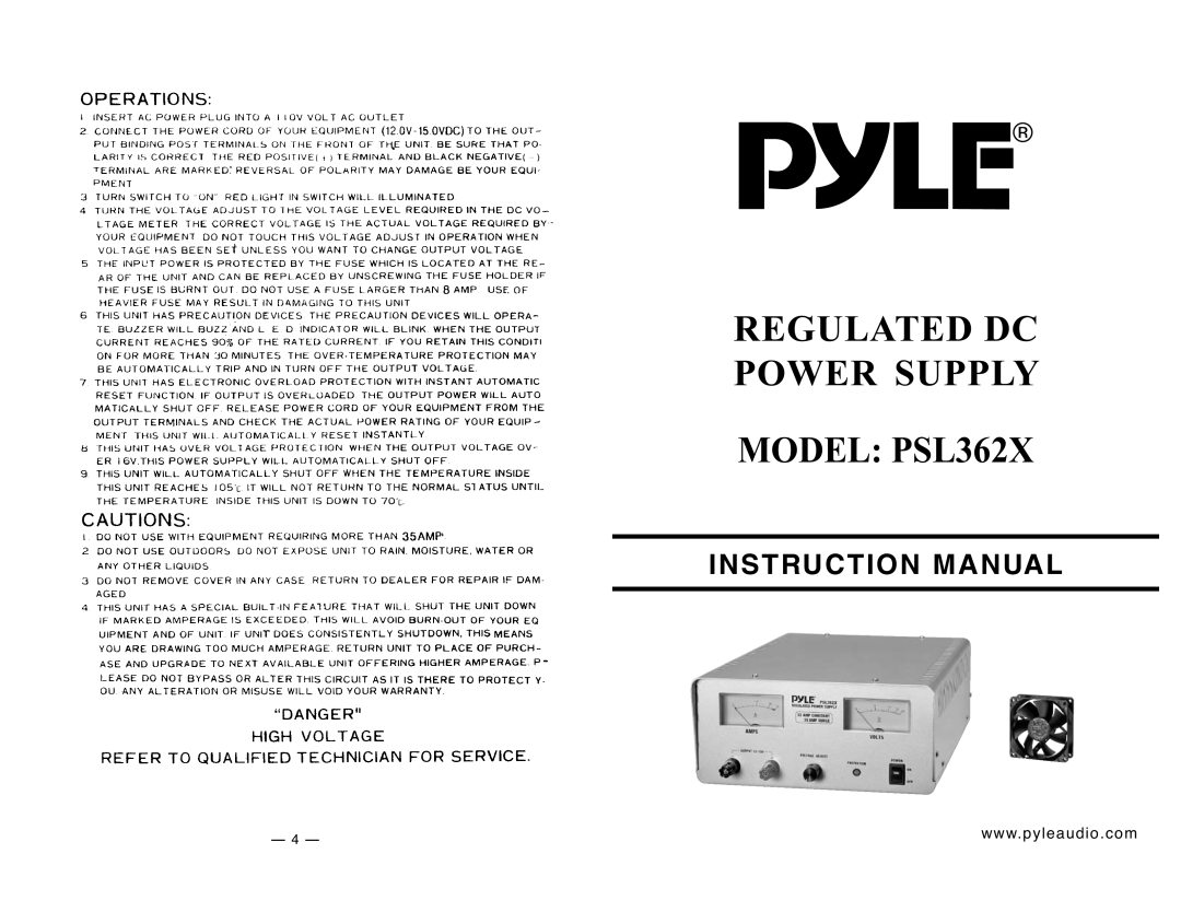 PYLE Audio PSL362X instruction manual $7& 32 5 