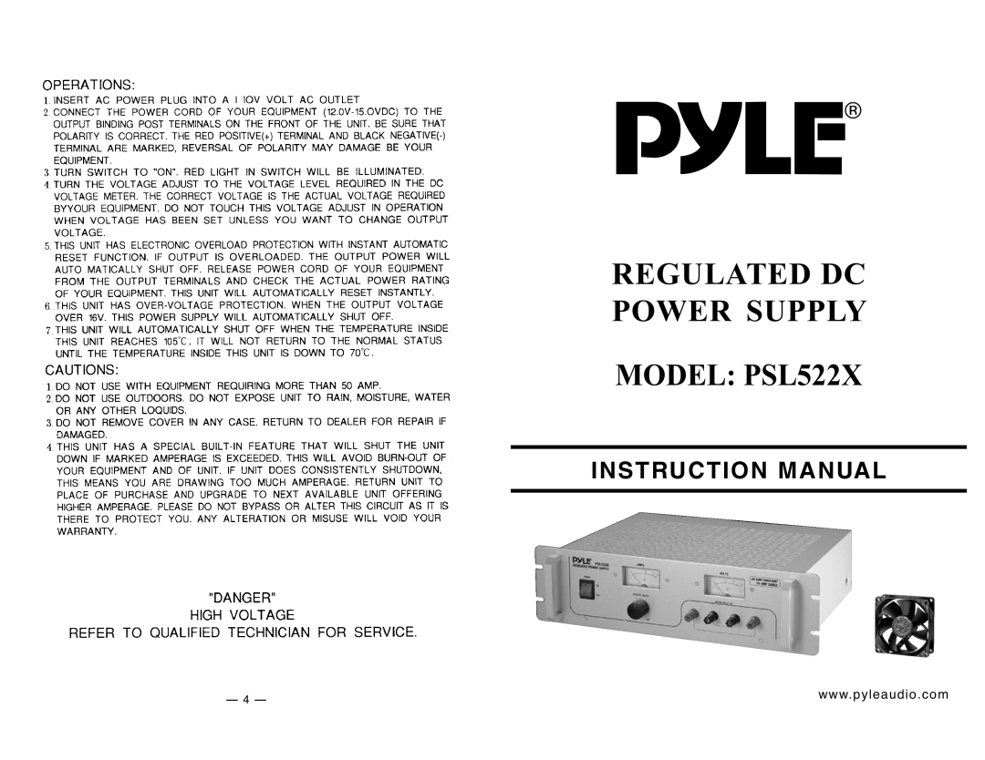 PYLE Audio PSL522X instruction manual $7& 32 5 