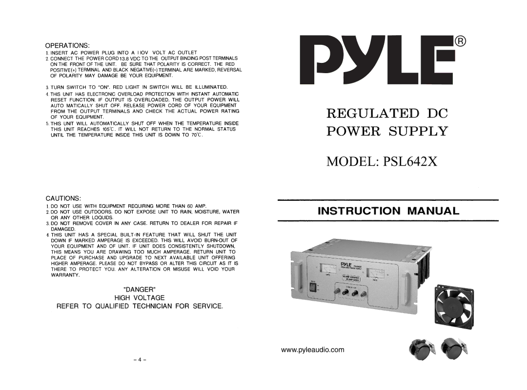 PYLE Audio manual Model PSL642X 