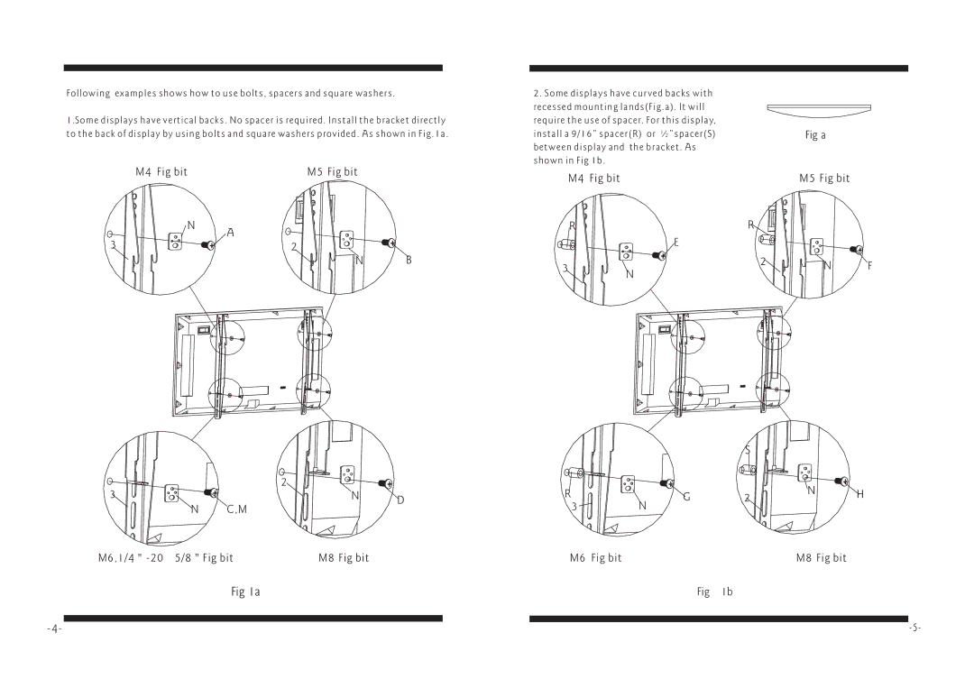 PYLE Audio PSW112 manual M4 Fig bit M5 Fig bit M6,1/4 ＂-20 ＂Fig bit M8 Fig bit, M4 Fig bit M5 Fig bit M6 Fig bit M8 Fig bit 