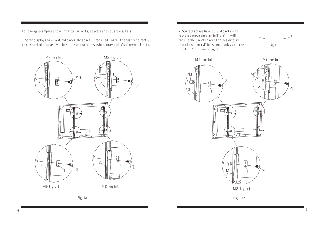 PYLE Audio PSW116MF1 manual M4 Fig bit M5 Fig bit, M5 Fig bit M6 Fig bit M8 Fig bit 