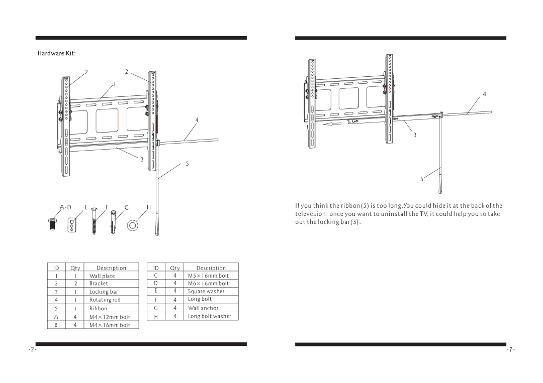 PYLE Audio PSW128ST manual Hardware Kit, E F G H 