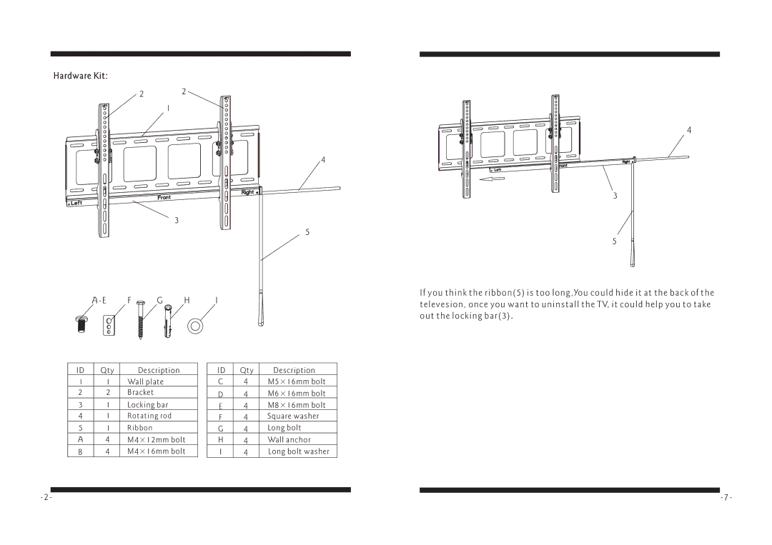 PYLE Audio PSW129MT manual Hardware Kit 