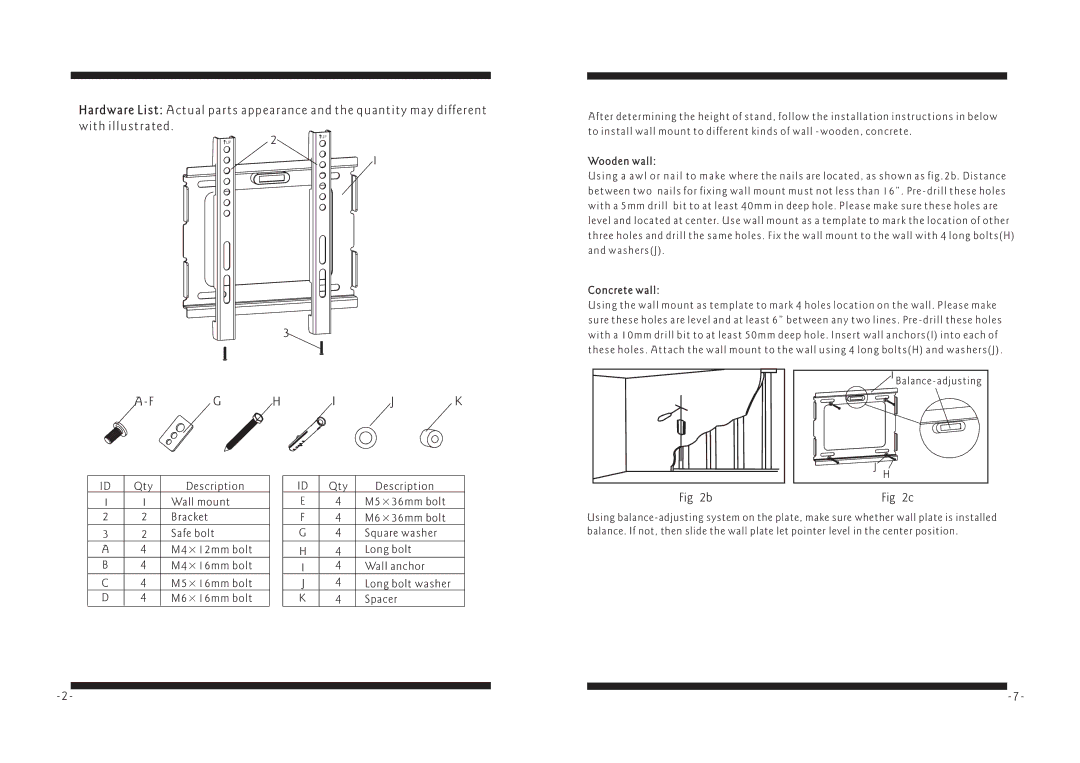 PYLE Audio PSW446F manual Spacer, Wooden wall 