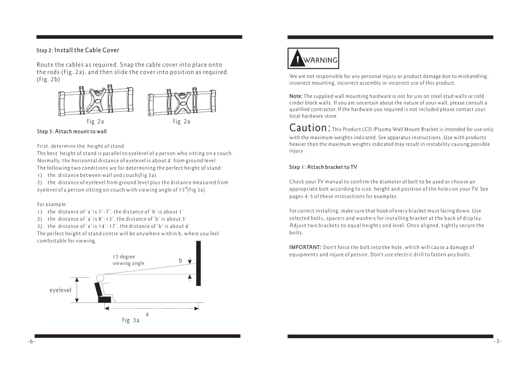 PYLE Audio PSW501SF manual Eyelevel, Attach mount to wall, Attach bracket to TV 