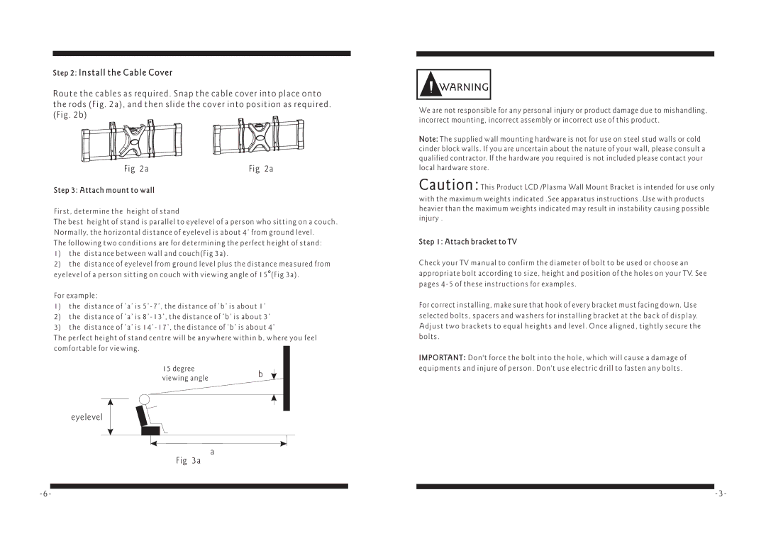 PYLE Audio PSW503ST manual Eyelevel, Attach mount to wall, Attach bracket to TV 