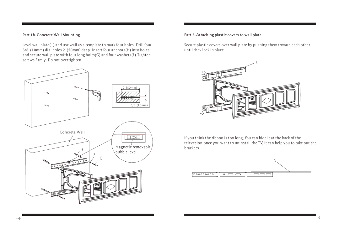 PYLE Audio PSWLE82 manual Part 1b-Concrete Wall Mounting, Part 2-Attaching plastic covers to wall plate 