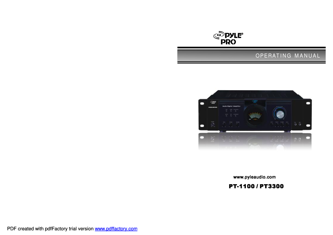 PYLE Audio PT-1100/PT3300 manual 