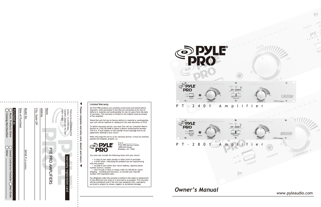 PYLE Audio PT-2401 manual 