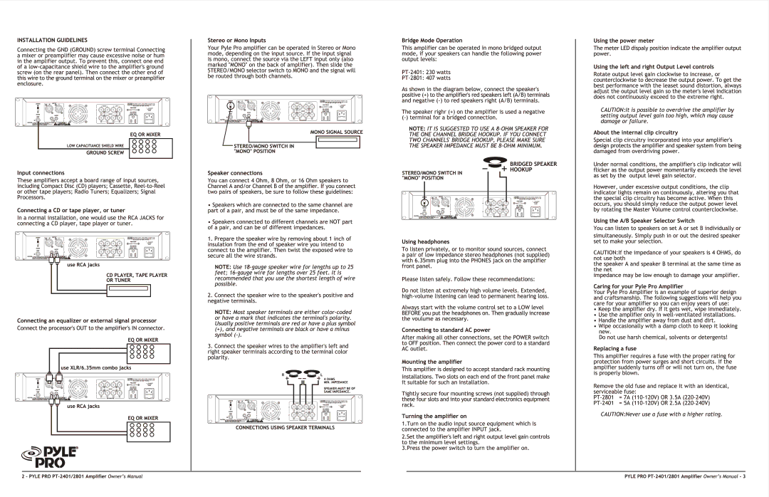 PYLE Audio PT-2401 manual 