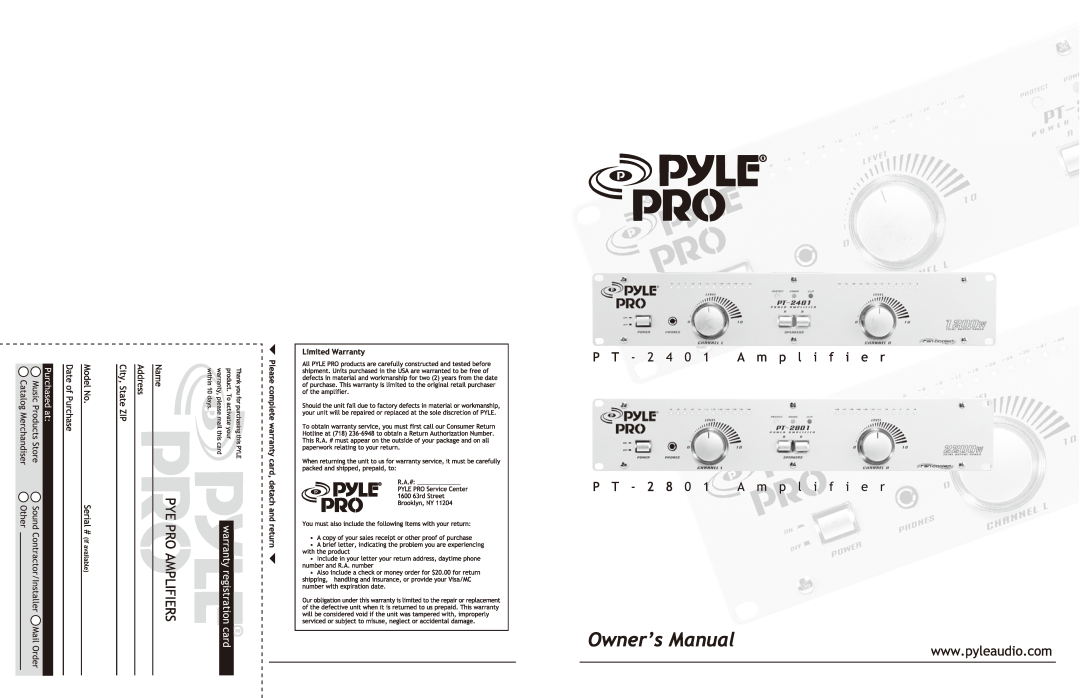 PYLE Audio PT-2401 manual 