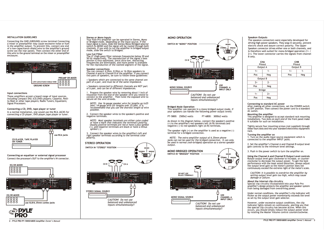 PYLE Audio PT-6800, PT-5800 manual 