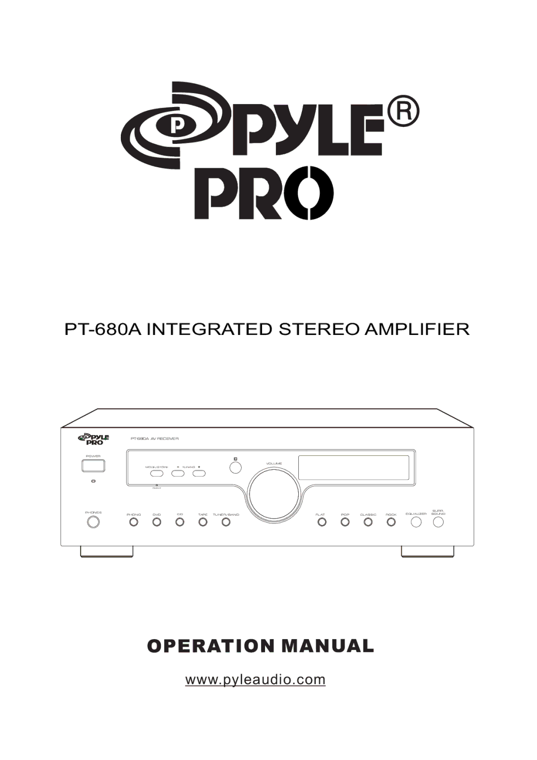 PYLE Audio manual PT-680A Integrated Stereo Amplifier 