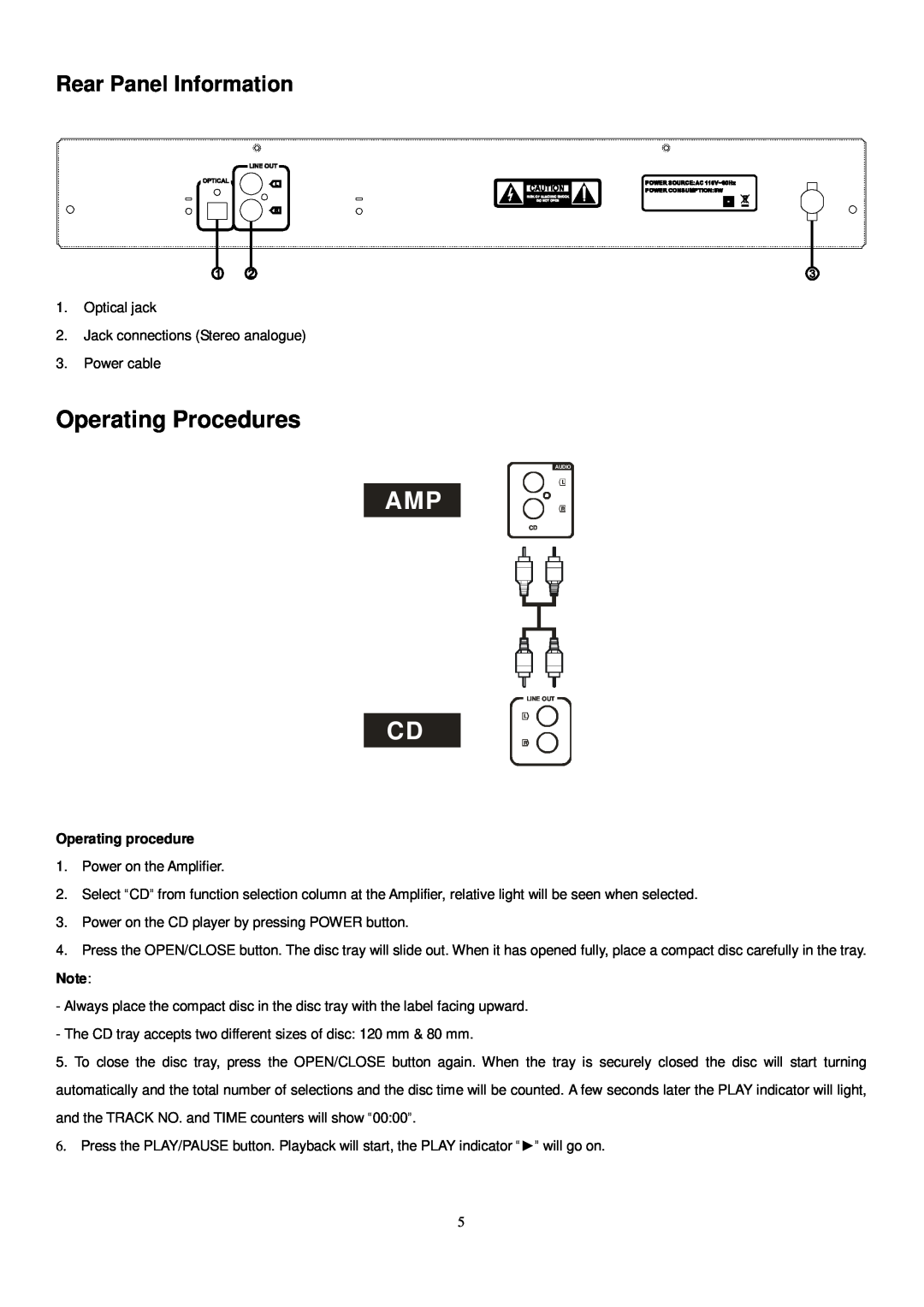 PYLE Audio PT-688CU manual Operating Procedures, Rear Panel Information 