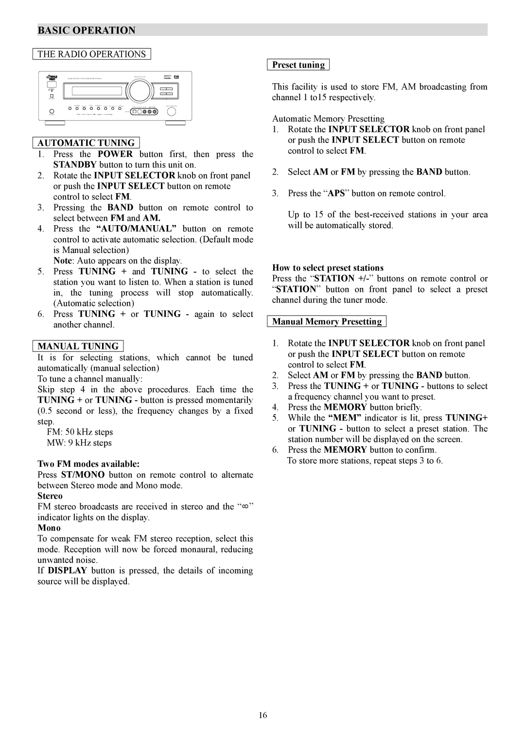 PYLE Audio PT-690A manual Automatic Tuning, Manual Tuning 