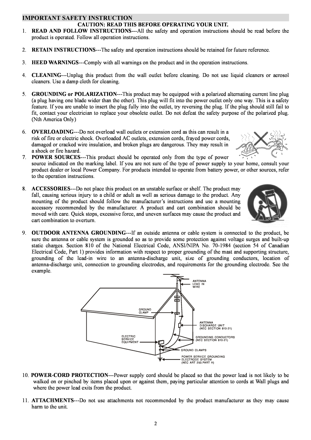 PYLE Audio PT-690A manual Important Safety Instruction, Caution Read This Before Operating Your Unit 