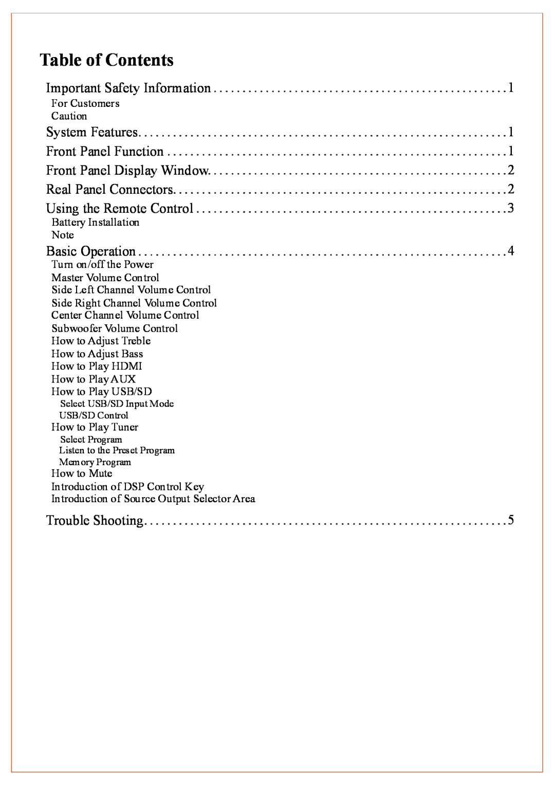 PYLE Audio PT590AU owner manual Table of Contents 