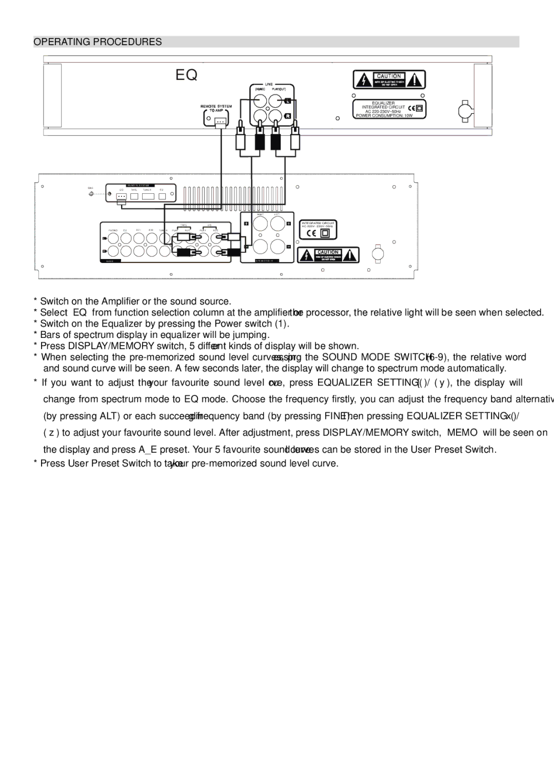 PYLE Audio PT655E manual Operating Procedures 