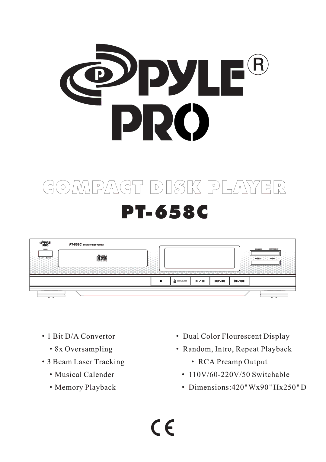 PYLE Audio PT658C manual 