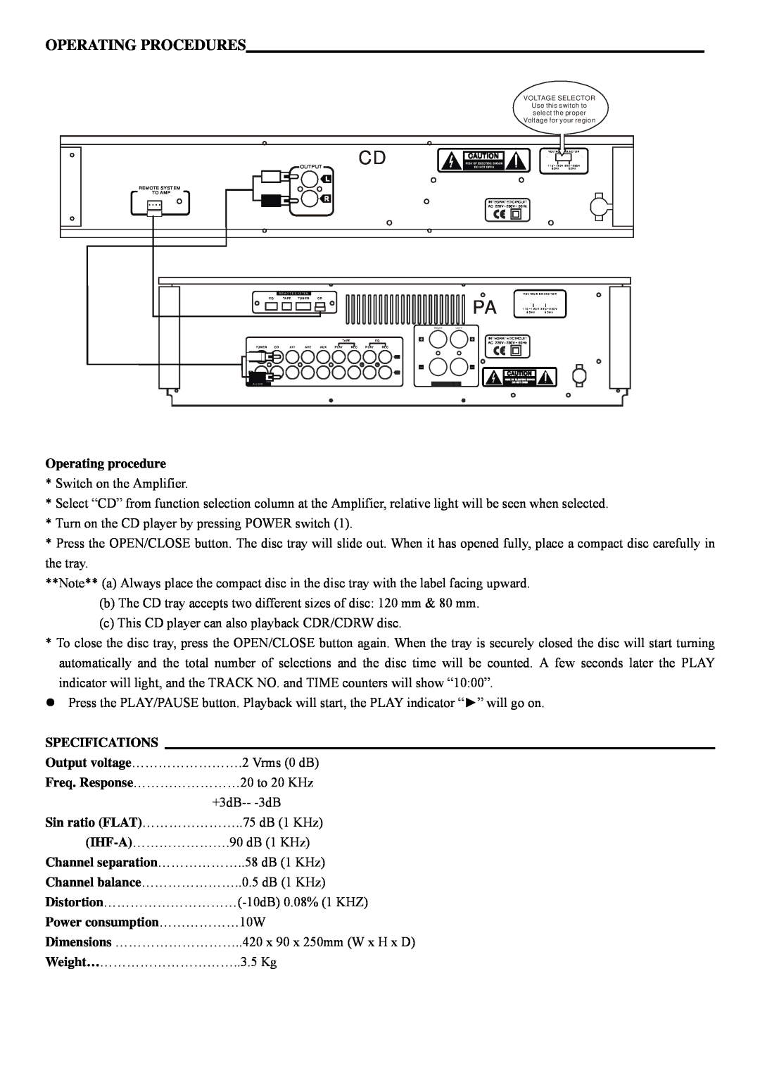 PYLE Audio PT658C manual Operating Procedures 