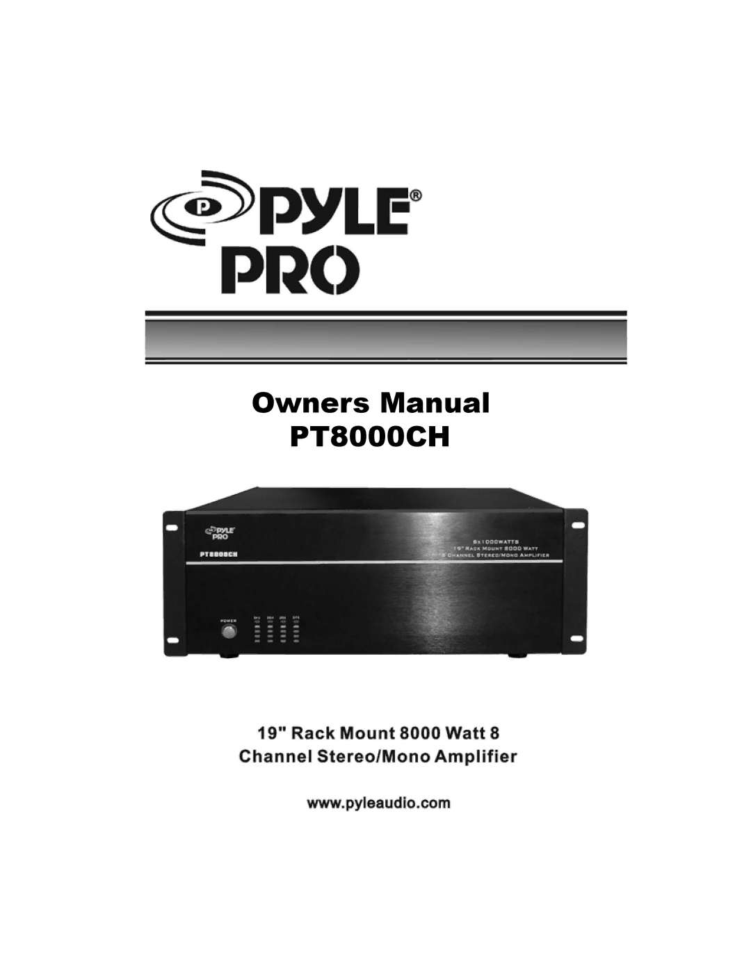 PYLE Audio PT8000CH owner manual 