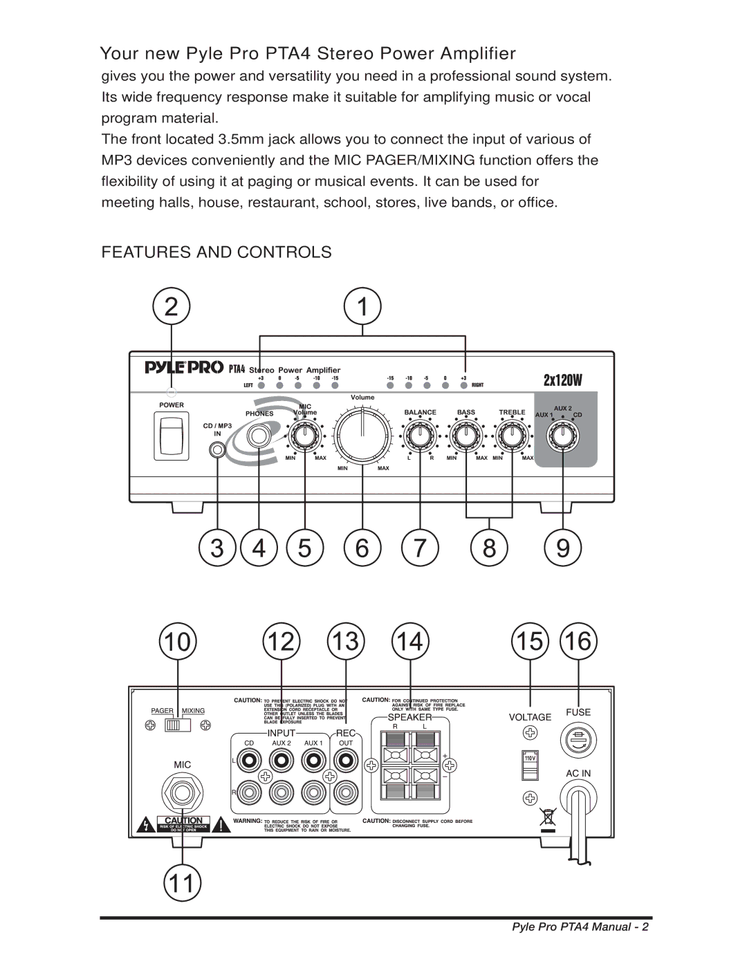 PYLE Audio manual Your new Pyle Pro PTA4 Stereo Power Amplifier 