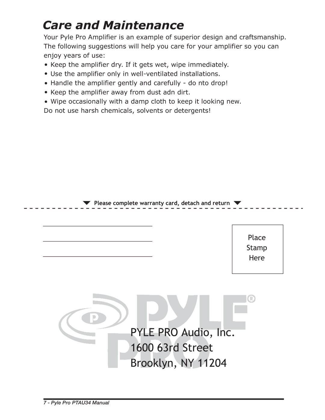 PYLE Audio manual Pyle Pro PTAU34 Manual 