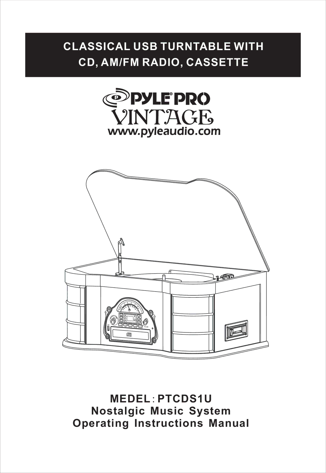 PYLE Audio PTCDS1U manual Classical USB Turntable with 