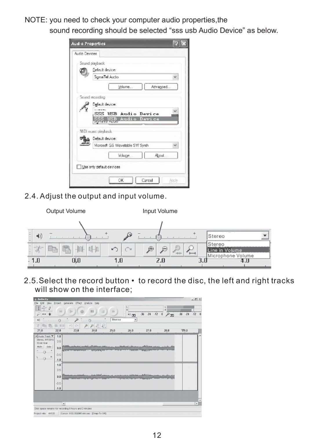 PYLE Audio PVNTT5U manual Output Volume Input Volume 