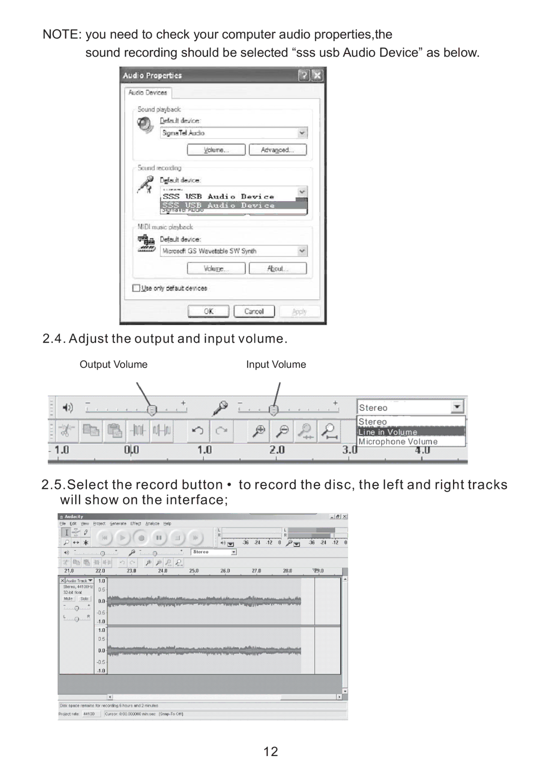 PYLE Audio PVNTT6UM manual Output Volume Input Volume 