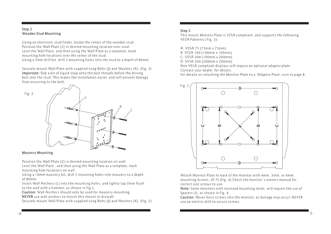 PYLE Audio PWLB008 manual Step Wooden Stud Mounting 